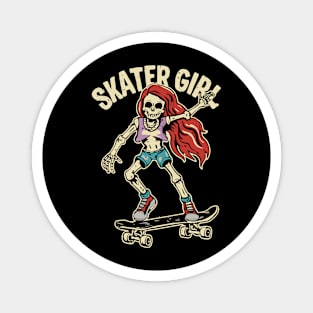 Skater Girl | Skull | Skateboard | Vintage | Classic Magnet